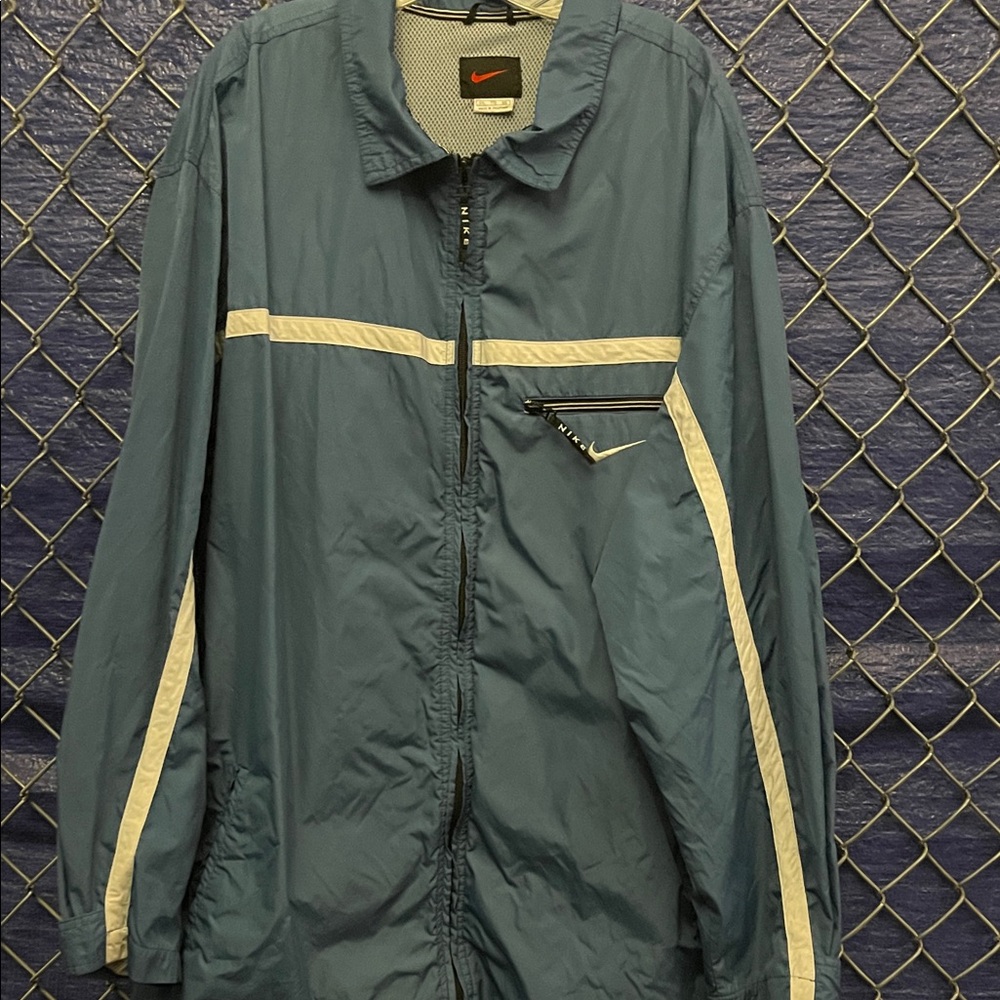 Nike Men's Teal and White Windbreaker Jacket